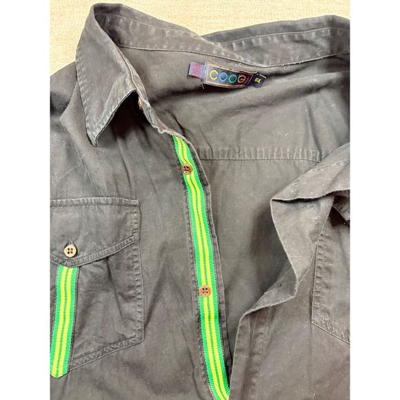 Vintage Y2K COOGI Black Long Sleeve Button Up Shirt Embroidered Crest Men's 6X - Picture 14 of 15